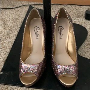 Multicolored sequined high heels